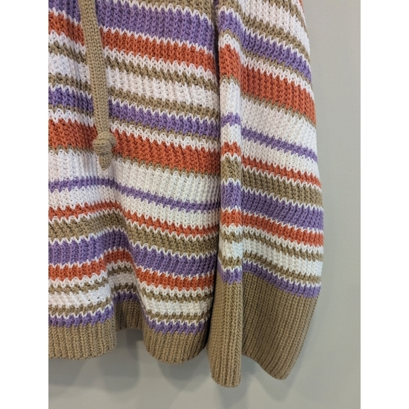 Rebecca Taylor Cotton Multi Colored Chevron Striped Knit Sweater Hoodie Small - Picture 4 of 9